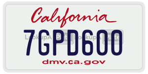 7GPD600 license plate in California