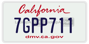 7GPP711 license plate in California