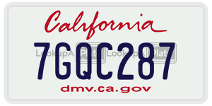 7GQC287 license plate in California