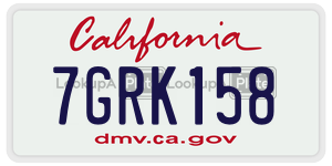 7GRK158 license plate in California