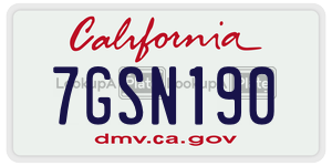 7GSN190 license plate in California