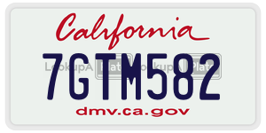 7GTM582 license plate in California
