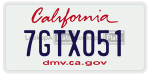 7GTX051 license plate in California