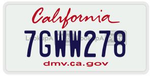 7GWW278 license plate in California