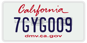 7GYG009  license plate in CA