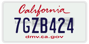 7GZB424 license plate in California