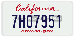 7H07951 license plate in California