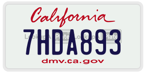 7HDA893  license plate in CA