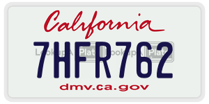 7HFR762  license plate in CA