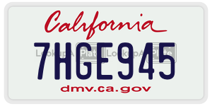 7HGE945 license plate in California