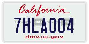 7HLA004 license plate in California