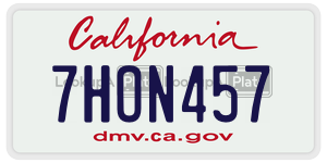 7HON457  license plate in CA