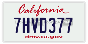 7HVD377 license plate in California
