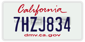 7HZJ834  license plate in CA