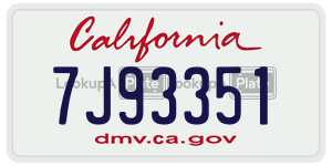 7J93351 license plate in California