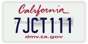 7JCT111 license plate in California