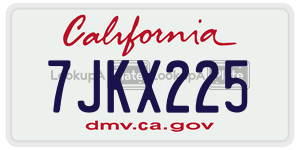 7JKX225  license plate in CA