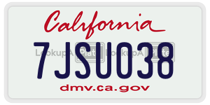 7JSU038 license plate in California