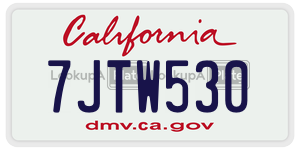 7JTW530 license plate in California