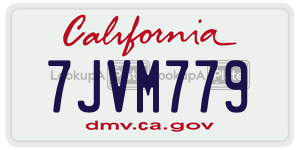 7JVM779 license plate in California