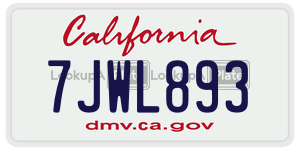 7JWL893 license plate in California