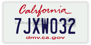 7JXW032 license plate in California