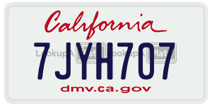 7JYH707 license plate in California