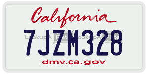 7JZM328 license plate in California