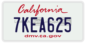 7KEA625  license plate in CA