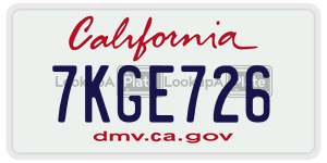 7KGE726  license plate in CA