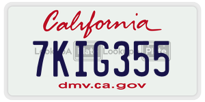 7KIG355 license plate in California