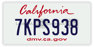 7KPS938 license plate in California