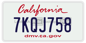 7KQJ758 license plate in California