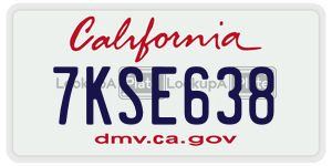 7KSE638 license plate in California