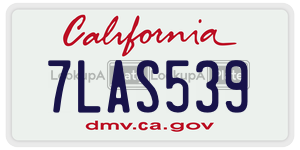 7LAS539 license plate in California
