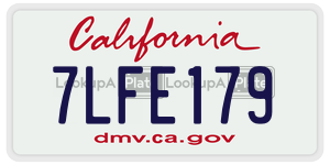 7LFE179 license plate in California