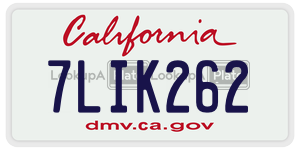 7LIK262 license plate in California