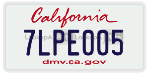 7LPE005  license plate in CA