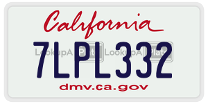 7LPL332  license plate in CA