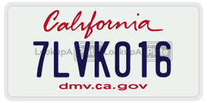 7LVK016  license plate in CA