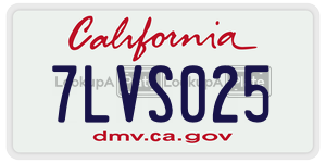 7LVS025 license plate in California