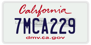 7MCA229 license plate in California