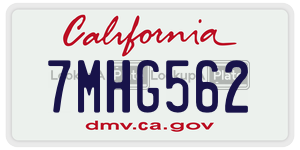 7MHG562  license plate in CA