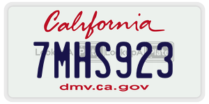 7MHS923 license plate in California