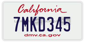 7MKD345 license plate in California