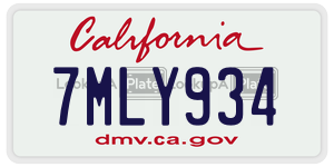 7MLY934  license plate in CA