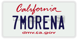 7MORENA license plate in California