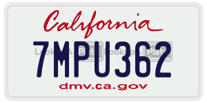 7MPU362  license plate in CA