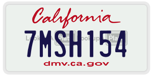 7MSH154 license plate in California