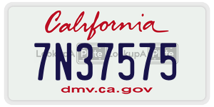 7N37575 license plate in California
